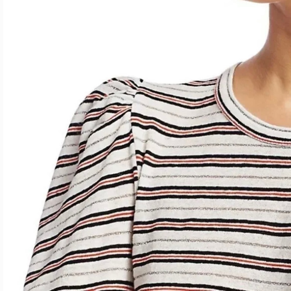 Derek Lam 10 Crosby Puff Shoulder Striped Long sleeve Top - Picture 5 of 11